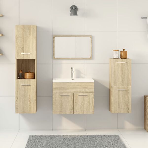 vidaXL Ensemble de meubles de salle de bain 5 pcs ch&ecirc;ne sonoma