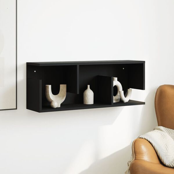 vidaXL Armoire murale 80x20x30 cm noir bois d'ing&eacute;nierie
