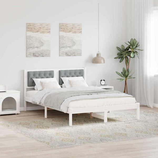 vidaXL Cadre de lit Gris clair 140 x 200 cm Pin massif