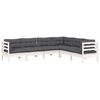 vidaXL Salon de jardin 6 pcs avec coussins blanc bois de pin massif