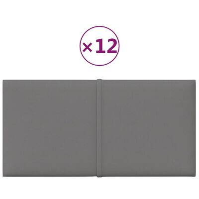vidaXL Panneaux muraux 12 pcs Gris clair 30x15 cm Tissu 0,54 m²