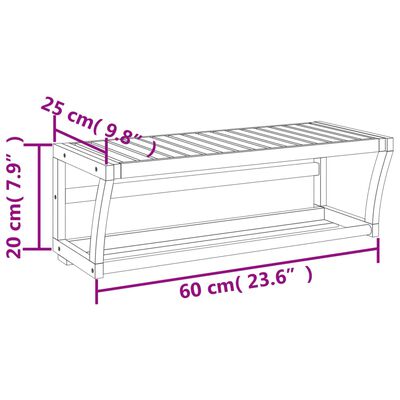 vidaXL Étagère murale à serviettes 60x25x20 cm bambou