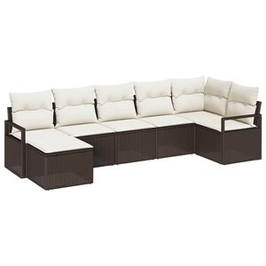 vidaXL Ensemble de Canap&eacute;s 7 pcs Marron polyrotin