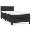 vidaXL Sommier &agrave; lattes de lit avec matelas Noir 90x200 cm Similicuir