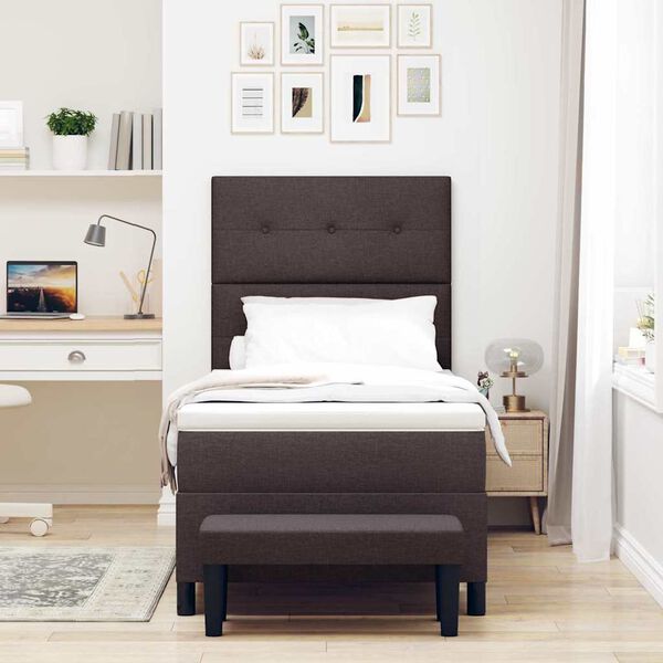 vidaXL Lit &agrave; ressorts avec matelas Marron fonc&eacute; 90 x 190 cm tissu