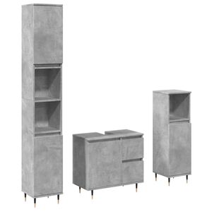 vidaXL Ensemble de meubles de salle de bain 3 pcs gris b&eacute;ton