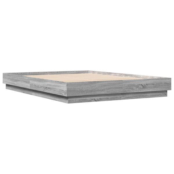 vidaXL Cadre de lit avec LED sans matelas sonoma gris 160x200 cm