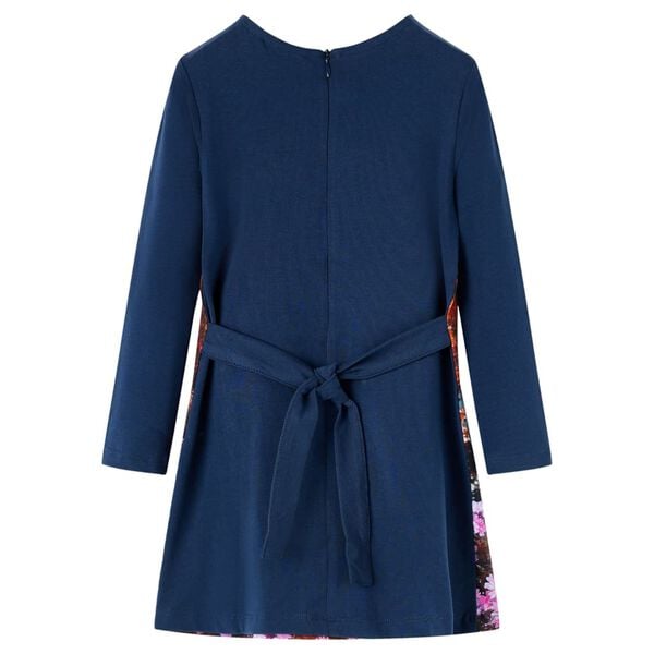 Robe pour enfants &agrave; manches longues bleu marine 128