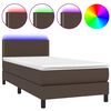 vidaXL Sommier &agrave; lattes de lit avec matelas et LED Marron 80x200 cm