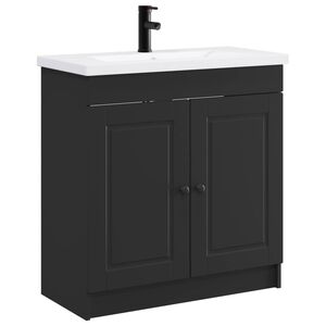 vidaXL Ensemble de mobilier de salle de bain Noir 78,5 x 37,5 x 81 cm