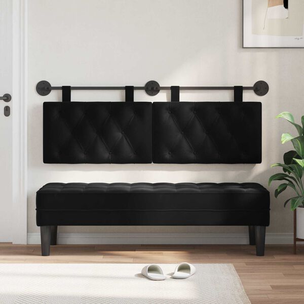 vidaXL T&ecirc;te de lit suspendue Noir 130 x 55 x 7 cm Velours