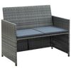vidaXL Canap&eacute; de jardin &agrave; 2 places avec coussins Gris R&eacute;sine tress&eacute;e