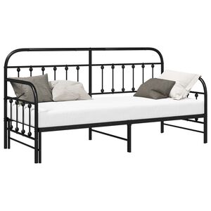 vidaXL Cadre de lit de jour Noir 75 x 190 cm Acier enduit de poudre