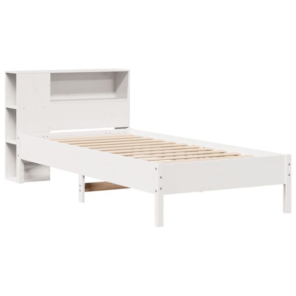vidaXL Lit biblioth&egrave;que sans matelas blanc 90x200cm bois de pin massif