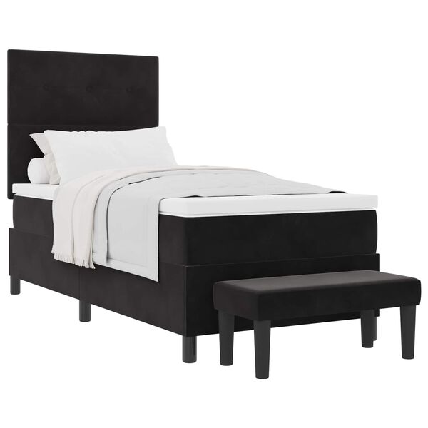 vidaXL Lit &agrave; ressorts avec matelas Noir 90 x 190 cm Velours