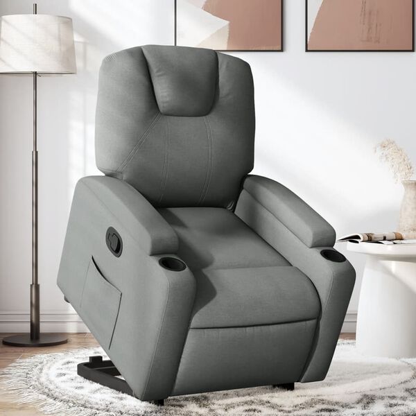 vidaXL Fauteuil inclinable Gris fonc&eacute; Tissu
