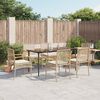 vidaXL Ensemble à manger de jardin et coussins 7 pcs beige poly rotin