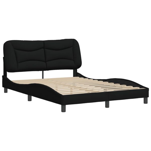 vidaXL Cadre de lit sans matelas Hvar noir 140x190 cm tissu