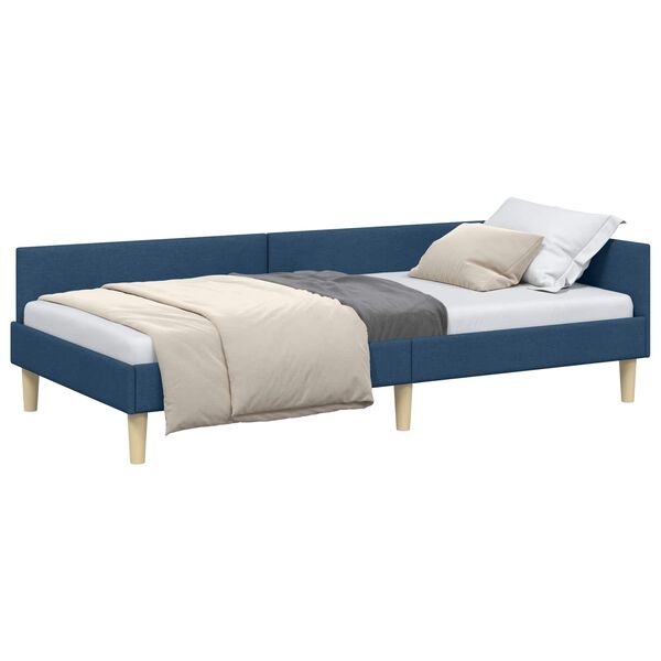 vidaXL Cadre de lit d'angle avec t&ecirc;te de lit Bleu 80 x 200 cm tissu
