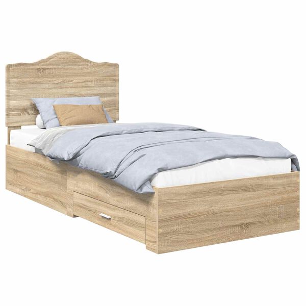 vidaXL Cadre de lit Chêne Sonoma 75 x 190 cm Bois d'ingénierie