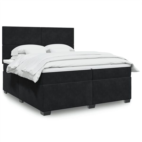 vidaXL Sommier &agrave; lattes de lit et matelas Noir 200x200 cm Velours
