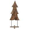 vidaXL Sapin de Noël avec support Marron 90 cm Bois de teck solide