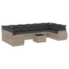 vidaXL Salon de jardin 11 pcs avec coussins gris clair r&eacute;sine tress&eacute;e