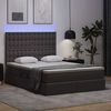 vidaXL Lit avec rangement et LED Gris 140 x 190 cm Cuir synth&eacute;tique