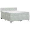 vidaXL Lit boxspring avec matelas Gris clair 160 x 200 cm Velours