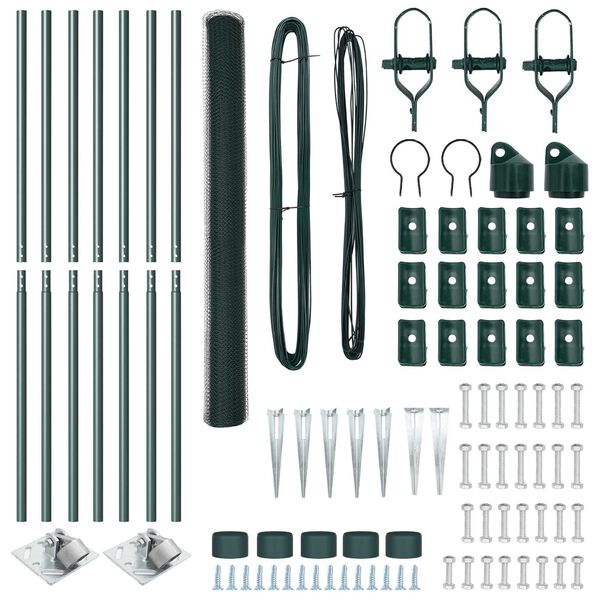 vidaXL Poteau de cl&ocirc;ture. Vert 10 x 1,5 m (maillage de 13 mm)