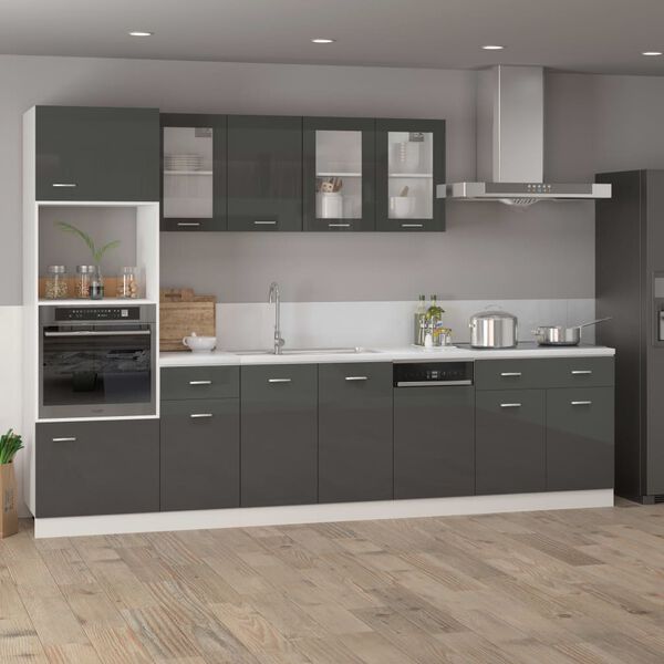 vidaXL Panneau de lave-vaisselle "Lyon" Gris brillant 45x3x67 cm