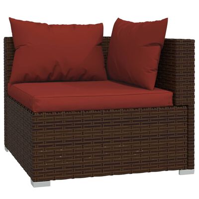 vidaXL Salon de jardin 6 pcs avec coussins Résine tressée Marron