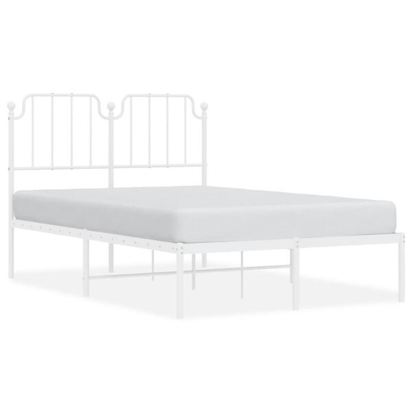 vidaXL Cadre de lit m&eacute;tal sans matelas et t&ecirc;te de lit blanc 120x200 cm