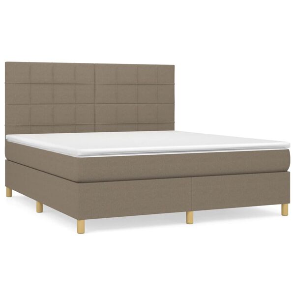 vidaXL Sommier &agrave; lattes de lit avec matelas Taupe 160x200 cm Tissu