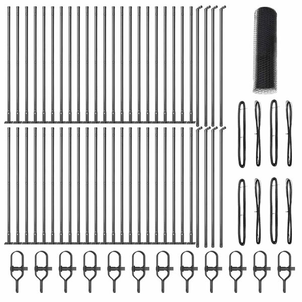 vidaXL Cl&ocirc;ture avec poteaux Gris 0,6 x 100 m Acier recouvert de PVC