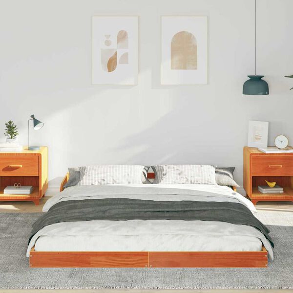 vidaXL Cadre de lit Brun cire 160 x 200 cm Pin massif