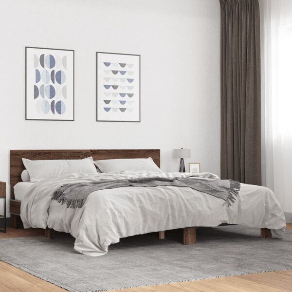 vidaXL Cadre de lit sans matelas ch&ecirc;ne marron 180x200 cm