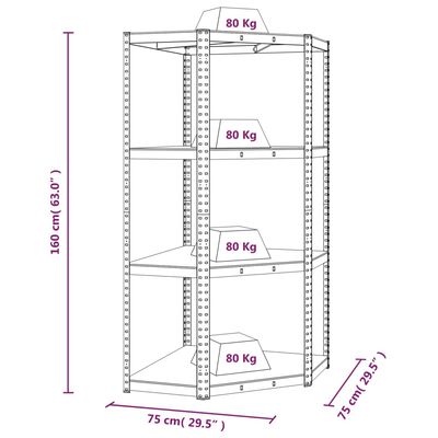 vidaXL Étagères à 4 niveaux 2 pcs Argenté Acier et bois d'ingénierie