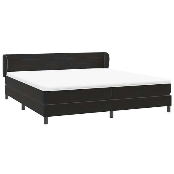 vidaXL Sommier &agrave; lattes de lit avec matelas noir 180x210 cm velours
