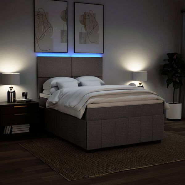 vidaXL Sommier &agrave; lattes de lit avec matelas Taupe 140x200 cm Tissu