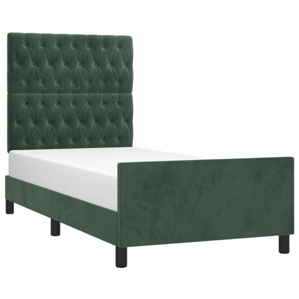 vidaXL Cadre de lit sans matelas vert fonc&eacute; 90x200 cm velours