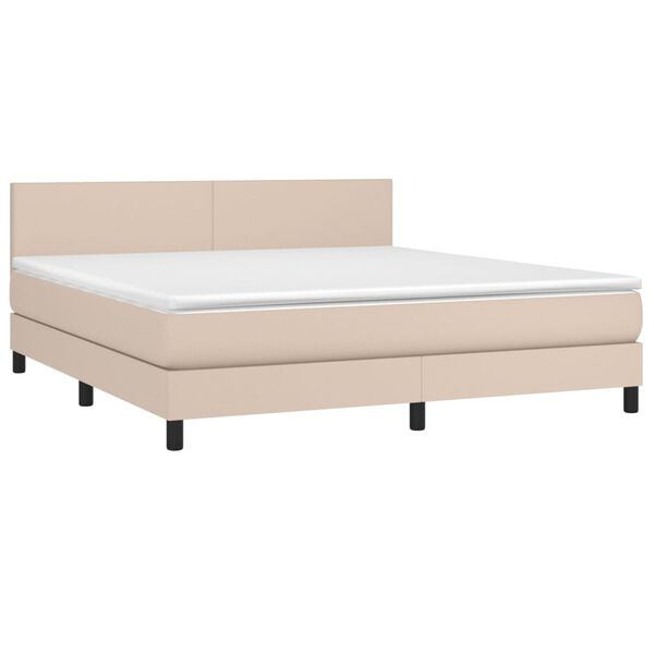 vidaXL Sommier &agrave; lattes de lit avec matelas LED Cappuccino 180x200 cm