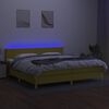 vidaXL Sommier &agrave; lattes de lit et matelas et LED Vert 200x200 cm Tissu