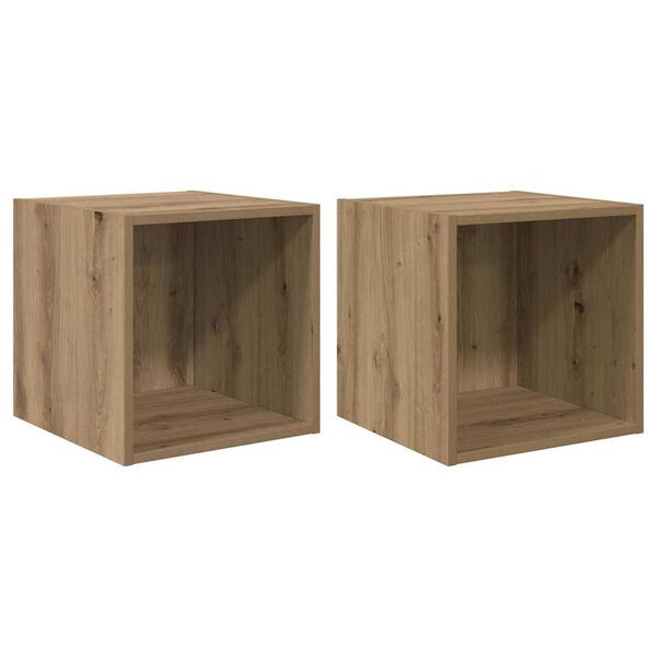 vidaXL Meuble mural avec &eacute;tag&egrave;re 2 pcs Ch&ecirc;ne artisanal 37 x 37 x 37 cm