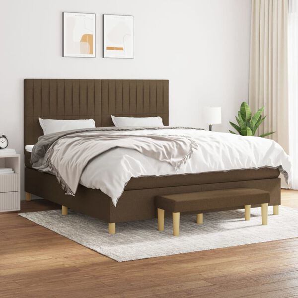 vidaXL Sommier &agrave; lattes de lit avec matelas Marron fonc&eacute; 180x200 cm