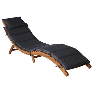 vidaXL | Transat | gris fonc&eacute; 55 x 184 x 64cm Bois d'Acacia Massif