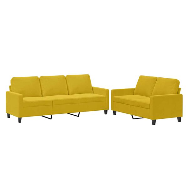 vidaXL Ensemble de canap&eacute;s 2 pcs avec coussins Jaune Velours