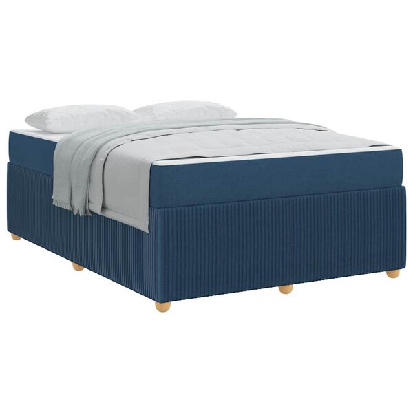 vidaXL Cadre de lit avec matelas avec matelas Bleu 140 x 200 cm tissu