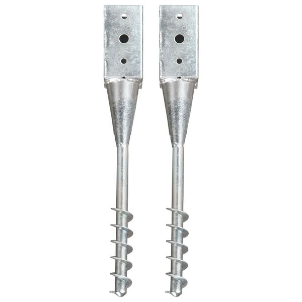 vidaXL Piquets au sol 2 pcs Argent&eacute; 10x10x57 cm Acier galvanis&eacute;