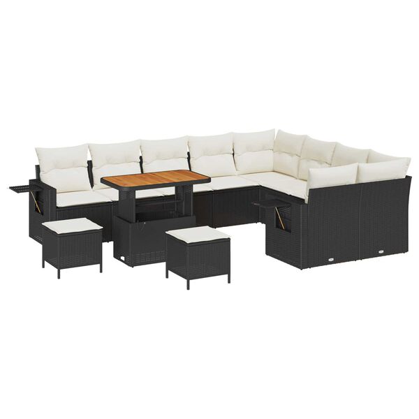 vidaXL Ensemble de canap&eacute; de jardin 12 pcs Noir polyrotin